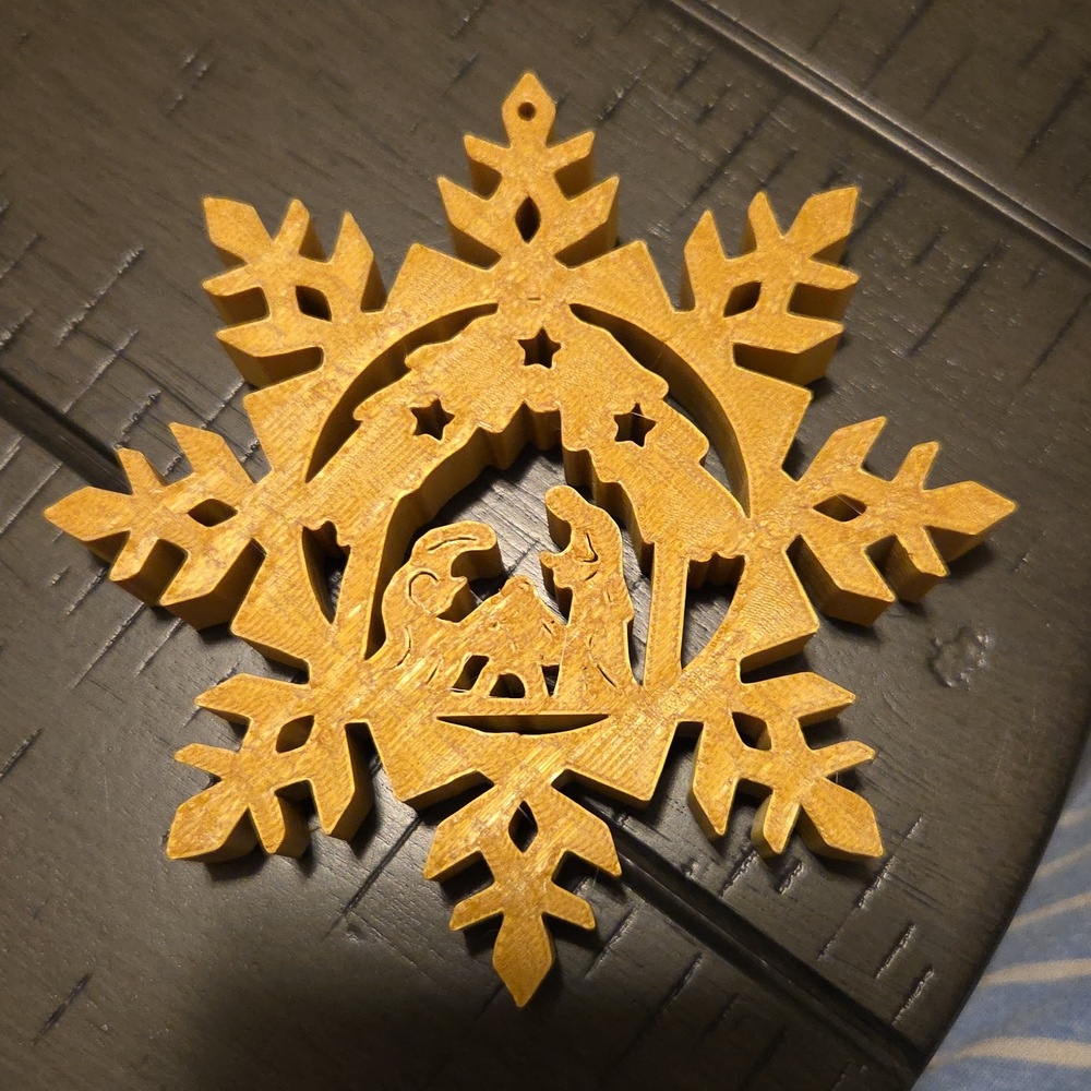 3-D Printed Christmas Nativity Snowflake Ornament